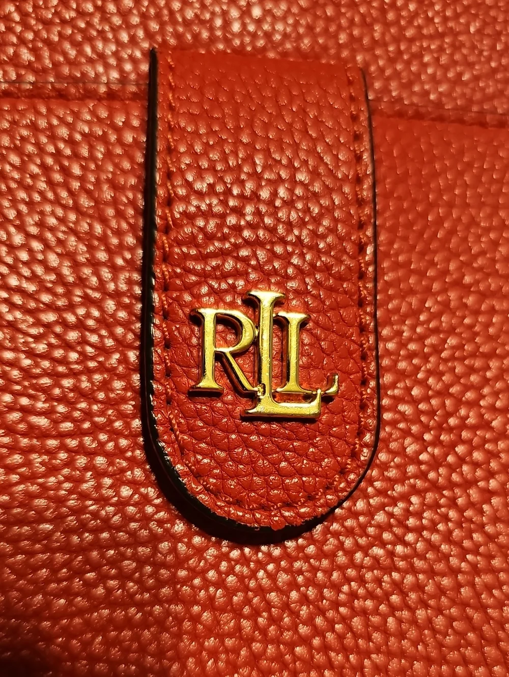 Ralph Lauren Red Pebbled Leather Crossbody Bag